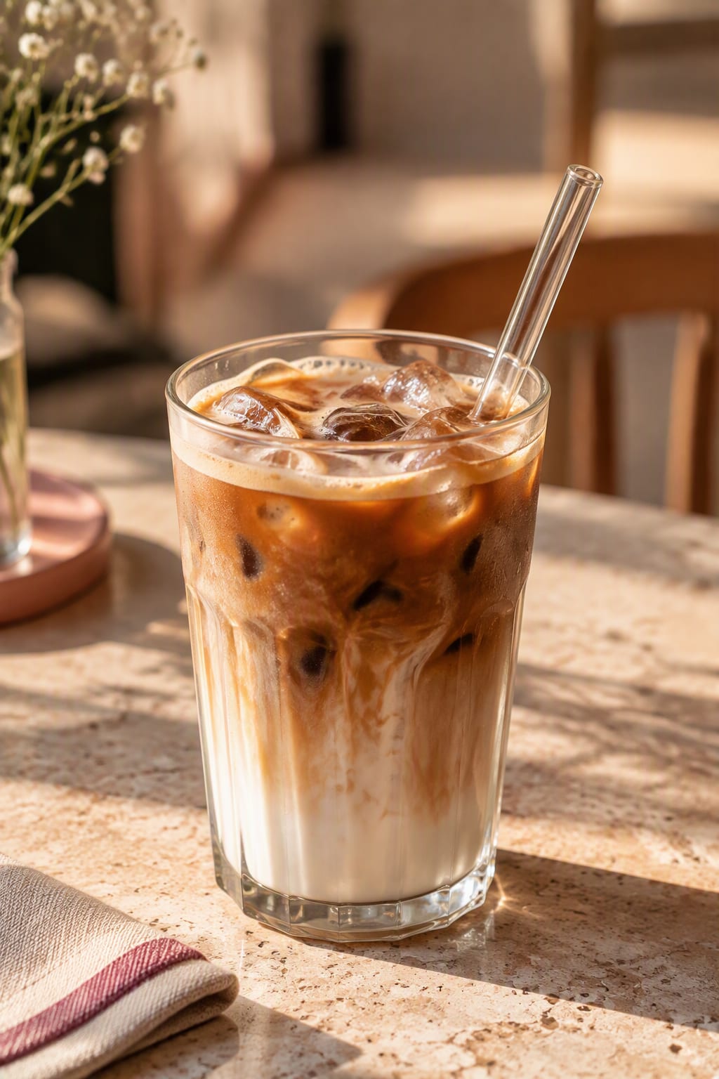 Carefully prepared iced coffee