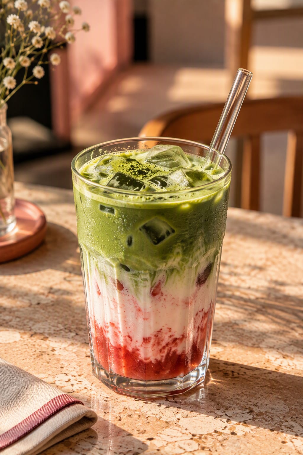 Strawberry matcha concept